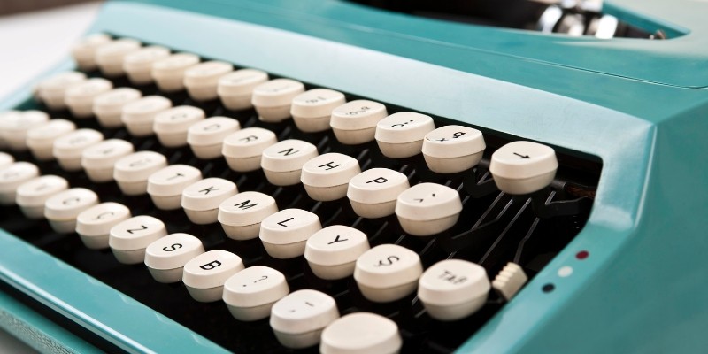 Màquina d'escriure turquesa